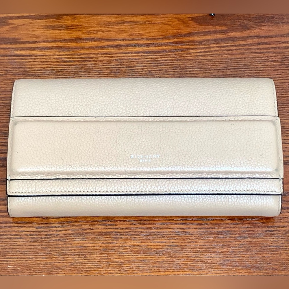 GIVENCHY Long Fold Over Leather Wallet Tan